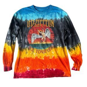 Led Zepplin Short Men's M Long Sleeve U.S‎ Tour 1975 Tie Dye Y2K Distressed
